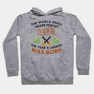 1902 The Year A Legend Was Born Dragons and Swords Design Hoodie